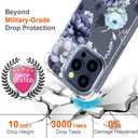 Hungo Compatible for iPhone 15 Pro Max Case for Women Floral Flower Clear Design Cute,Girly Girls Flower Promax Rose Blue