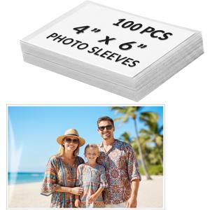 4x6 Photo Sleeves 100 Pcs, Acid-Free Archival Quality - Crystal Clear Photo Storage Protectors for Photos, Postcards, Recipe Cards & Family Photo Albums (3.94 Mil Extra Thick)