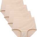 FallSweet No Show High Waist Briefs Underwear for Women Seamless Panties Multi 4 Pack, Medium