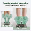 MKYSZLT Girls Ruffle Socks Toddler 4-Layer Big Lace Frilly Dress Socks Turn Cuff Fancy Pageant Sock for Baby Girl Little Kids (US, Age, 4 Years-6 Years, light green - 1 pair)
