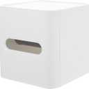 Kichvoe Square Tissue Box Cover - White Plastic Tissue Storage Holder with Storage Tray - Minimalist Roll Box for Bathroom Office, Compact and Easy to Install, 5.51 X 5.51 X 5.51 Inches
