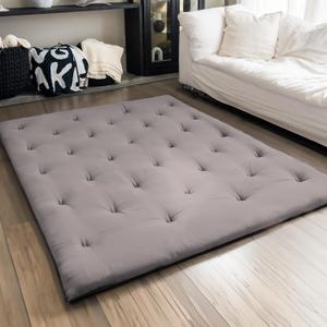 ZonLi Japanese Floor Futon Mattress Full Size 54"x 80",100% Cotton 2.5'' Thicken Tatami Mattress,Foldable Sleeping Pad,Portable Dormitory Tatami Mat,Roll Up Floor Lounger Bed for Adult (Grey)