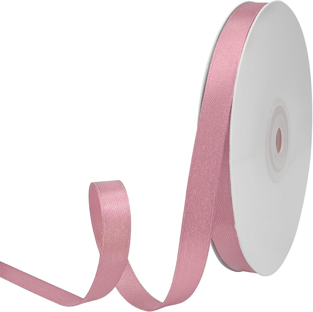 Double Face Dusty Pink Satin Ribbon 3/8 Inch x 50 Yards Satin Ribbon 100% Polyester Ideal for Gift Wrapping Crafts Wedding Decor