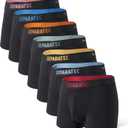 Separatec Dual Pouch Mens Underwear Breathable Cooling Rayon Made from Bamboo Underwear Men, Boxer Briefs and Trunks 7 Pack (Large, 2.5'' Inseam - Trunks - Black)