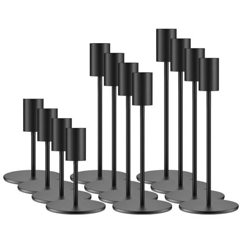 zeochyni Set of 12 Black Taper Candle Holders Bulk Candlestick Holders, Decor Candle Stick Candle Holder for Table or Mantel Centerpiece, Wedding, Dinning, Party Home Decor
