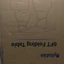 Folding Table 6ft Portable Heavy Duty Plastic Fold-in-Half Utility Foldable Table Plastic Dining Indoor Outdoor for Camping, Picnic and Party, White