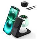 Belkin MagSafe Charger Compatible, 3-in-1 Charging Station, Qi2.2 25W Magnetic Wireless Charger Dock, Foldable Charging Stand for iPhone 17/16/15, Apple Watch, AirPods, Pixel 10 (45W Adapter Included)