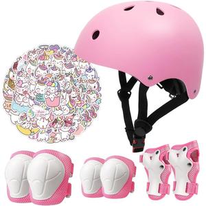 Kids Bike Helmet Set,CPSC Certified with Knee Elbow Wrist Pads Guards,Toddler Adjustable Black Helmet for Ages 2-3-5-8 Girls Child,Sports Protective Gear Set for Bicycle Skate Scooter, Small:2-8 Years Old/ 18"-22"