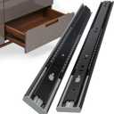 homdiy 22 Inch Soft Close Drawer Slides 1 Pair Furniture Replacement Parts,3 Section Full Extension Side Mount Ball Bearing Rails Drawer Slides for Cabinet 100 LB Capacity (Black)