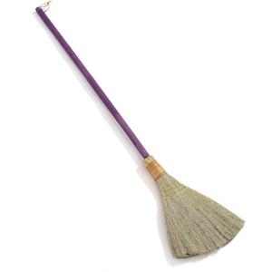 Vietnamese Straw Soft Broom - Sweeping Broom with Purple Wooden Handle for Cleaning, Decoration, Wedding with 45.28inch Length