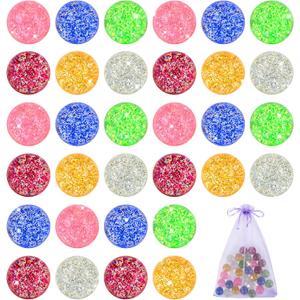 30PCS Glitter Bouncy Balls for Kids 25mm 6 Assorted Colors Rubber Bounce Balls Bulk for Party Favors, Easter Goodie Bags Stuffers for Kids, Pinata Stuffers, Prizes, Halloween Christmas