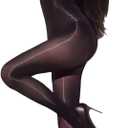 RUIBAVYA Body Stockings for Women Sexy Full Body Tights Oil Shiny Bodystocking High Neck Nylon Catsuit Shimmer Bodysuit (Black)