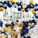 PartyWoo Navy Blue and Gold Balloons 60 pcs 12 Inch Navy Blue Metallic Gold Confetti Balloons for Graduation Wedding New Year Birthday Party Decorations