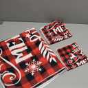 Moukeren 3 Pcs Christmas Bathroom Towel Sets Water Absorbent Soft Christmas Bath Towel Hohoho Snowflake Santa Christmas Tree Truck Deer Winter Christmas Red Towels for Home Hotel Xmas Decor (Plaid)