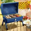 Royal Gourmet CC1015B Portable Charcoal Grill, 147 Sq. In. Cooking Area, with Four Air Vents, Lid Latch Buckle, Lid Handle, for Outdoor Backyard, Patio Parties and Picnics, Blue