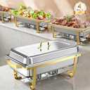 Chafing Dishes for Buffet 4 Pack, 11QT [Large Size and Sturdy] Stainless Steel Food Warmers for Parties Buffet [Elegant Gold and Silver Colors] Catering Supplies Buffet Display