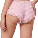 SHARICCA Womens Sexy Mesh Ruffle Panties Booty Boy Shorts Underwear (Pink, M)