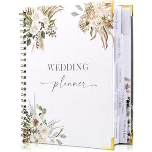 Beautiful Greenery Wedding Planner Book and Organizer - Enhance Excitement and Makes Your Countdown Planning Easy - Unique Engagement Gift for Newly Engaged Couples, Future Brides and Grooms, Boho Greenery 