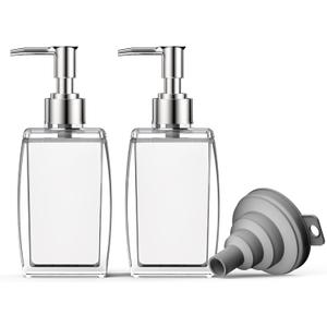 White Soap Dispenser with Refillable Plastic Pump for Bathroom Sink or Kitchen Counter, Ideal for Hand Soap, Liquid Soap, Dish Soap, or Lotion Use