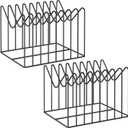 2 Sets Wire File Organizer for Desk,File Folder Holder/Rack/Stand,File Sorter Organizer,Desktop Record/Clipboard Holder,8 Sections Storage,Anti-Scratch/Rusty,Steel Stable Holder,Black