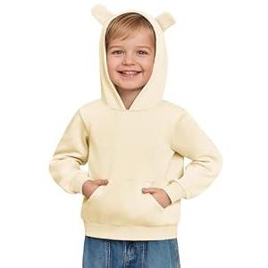 Haloumoning Baby Toddler Kid Boy Hooded Sweatshirts Fleece Hoodies Ear Hoodie Pullover Clothes with Pocket Apricot, Size 3-4 T
