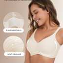 COMFELIE One-Piece Seamless Wireless T-Shirt Bra for Women No Wire Full Coverage Underarm & Back Smoothing Unpadded (Beige, M)