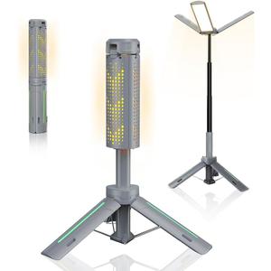 Rechargeable 8000mAh Camping and Work Light with Adjustable Stand 3.4 ft, 3000 Lumen Cordless Work Light Featuring 3 Adjustable Heads, Dimmable Emergency Flashlight with Telescopic Tripod
