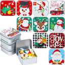 Square Candy Tin Set Metal Candy Boxes Containers for Xmas Gift Holiday Party Small Christmas Cookie Jar, 2.95 x 2.95 x 2.56 Inch(Lovely) 20 OF Pack