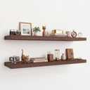 56" W×8" D Long Floating Shelves for Wall (Set of 2, Dark Walnut), 56in