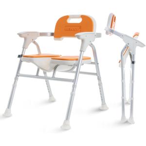 Foldable Upgraded Shower Chair with Armrests and Back,Heavy Duty Folding Bathtub Chair with Thicker Shower Seat for Elderly,Handicap,Disabled, Seniors & Pregnant,Supports Up to 400 lbs.