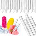 Geiserailie 80 Pcs Acrylic Sticks 4.5 Inch Reusable Cakesicle Sticks Mirror Ice Cream Cakesicle Mold DIY Cake Pop for Candy Ice Cream DIY Crafts(Clear) (Solid Style, Transparent)