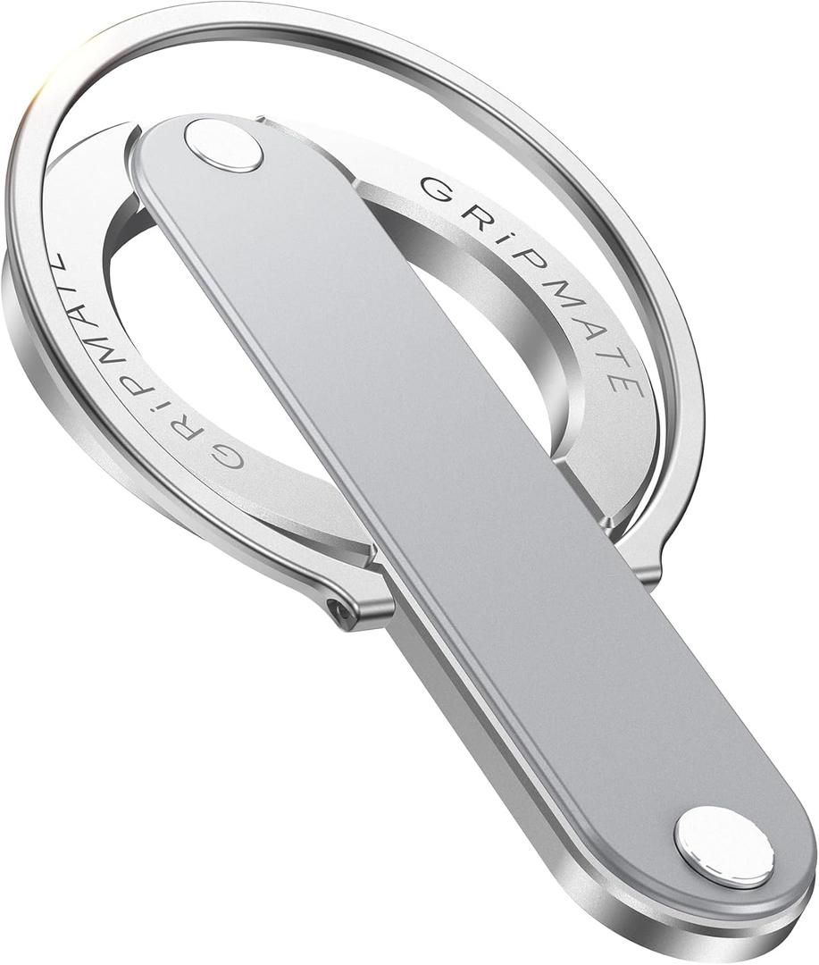 2nd Gen for Magsafe Phone Grip for iPhone - Strong Dual-Sided Magnetic Phone Ring Holder - Detachable, Comfortable Finger Loop Stand for iPhone 17 Pro Max 16 15/14/13/12 Series (Silver)