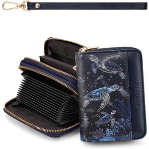 Sea Turtle Credit Card Holder for Women,Accordion Wallet