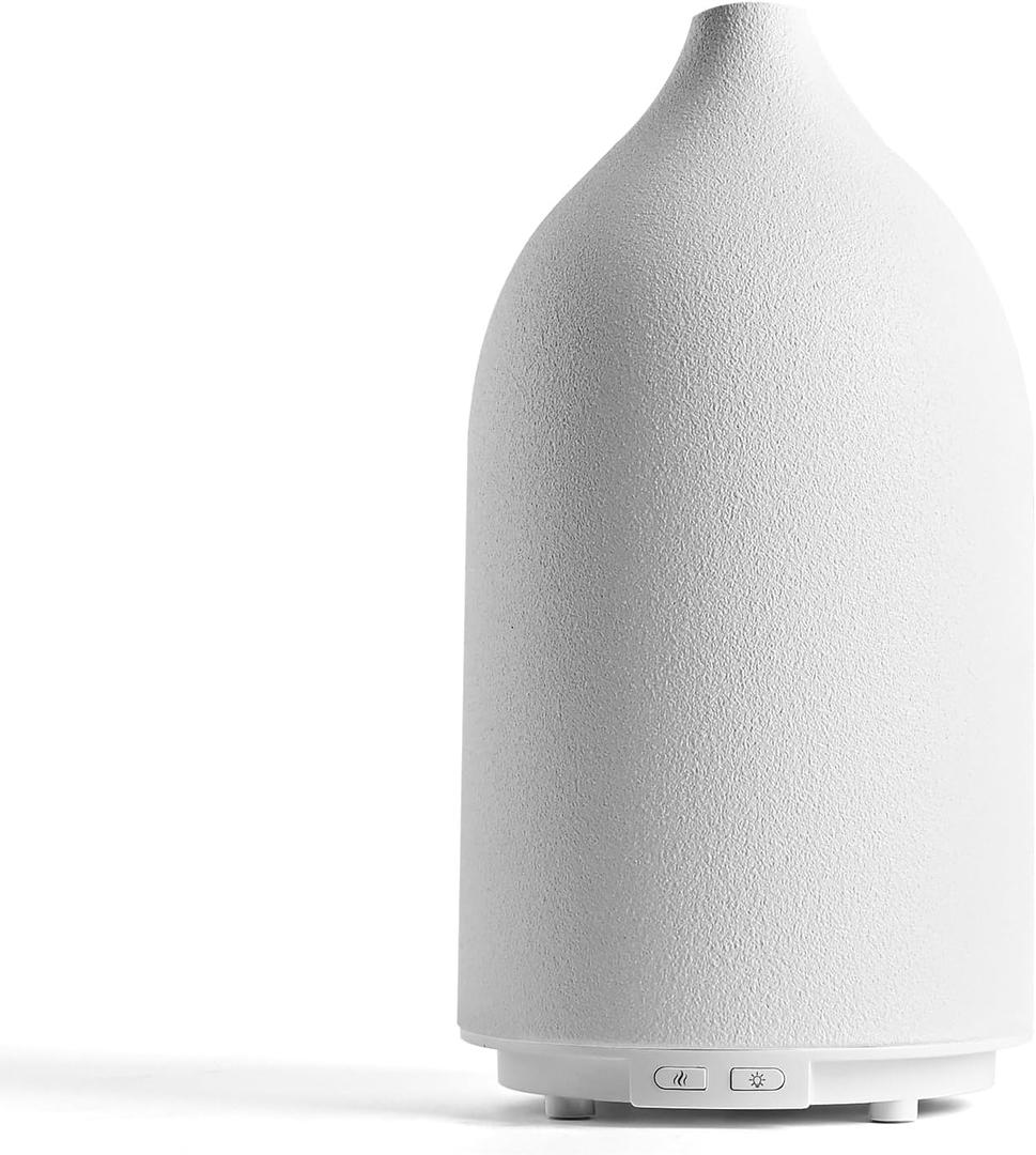 Aroma Diffuser,500ML Ceramic Ultrasonic Essential Oil Diffuser for Aromatherapy with 7-Color LED Light Waterless Auto Off for Room Office, (500ML)