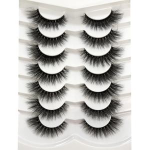 Pooplunch False Eyelashes Cat Eye Wispy Extensions Faux Mink Lashes Pack Short Natural Volume Fake Eyelash Strips 7 Pairs Pack