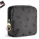 4.5 inch Mini Makeup Bag, Small Cosmetics Bag for Purse with Ring Buckle, Portable Travel Makeup Pouch for Women Girls (Metallic Grey)