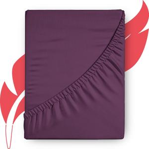 Ashton Sheets Luxury Egyptian Cotton Twin XL Fitted Sheet Only - 1000-Thread-Count Twin XL Size Fitted Sheet, Soft, Cooling, Sateen Hotel Quality Bottom, Fits Upto 18" Deep Pocket Mattress - Plum