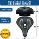 Everlasting Comfort Bike Seat Cushion (10"x8") - Universal Fit for Mountain, Stationary, Cruiser Bikes - Easy Assembly - Comfortable Memory Foam Bike Saddle - Bike Seats for Men - Bike Seats for Women