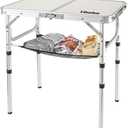 Adjustable Height Camping Table with Mesh Layer, 23.6" x 15.7" Portable Folding Camp Tables with Aluminum Legs for Outdoor Camp, Picnic, Beach, Backyard, Tailgate Cooking, 3 Heights