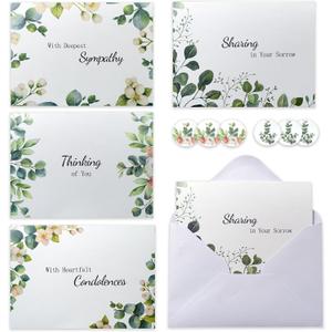 24 Pack Sympathy Cards with Envelopes for Loss of Loved one Condolences Cards with Thoughtful Messages