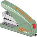 AFMAT ES10 Effortless Stapler for Desk, 50 Sheet Capacity, Low Force, Built-in Staple Remover, One Finger Touch Stapling Desktop Stapler, Portable & Space Save Size, Good for Home & Office, Green