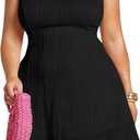 Women's Plus Size Cocktail Dress Spring Summer Wedding Guest Dress Mini Sundresses Brunch Date Night Outfits (4X-Large Plus, Black)