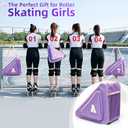 Personalized Initial Skate Bag for Girls & Women, Roller Ice Skates Accessories for Kids Figure Skating, Purple, 15.8" x 15.8" x 9.5"
