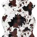 Sgizoku Cow Print Rug - 3.6x2.5 Feet Cow Hide Rugs Faux Cowhide Rug Cute Area Rug Fun Western Room Decor Cow Rugs for Living Room Bedroom Non-Slip Brown(43 inches x 29 inches)