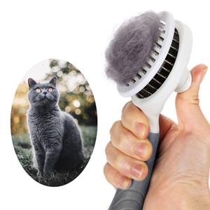 2 x Cat Self Cleaning Slicker Brush, Pets Skin Friendly Grooming Brushes for Shedding Dogs Cats Hair Easy to Remove Loose Undercoat with Long or Short Hairs Pet Massage Tool for All Hair Type- UPGRADED (Gray)