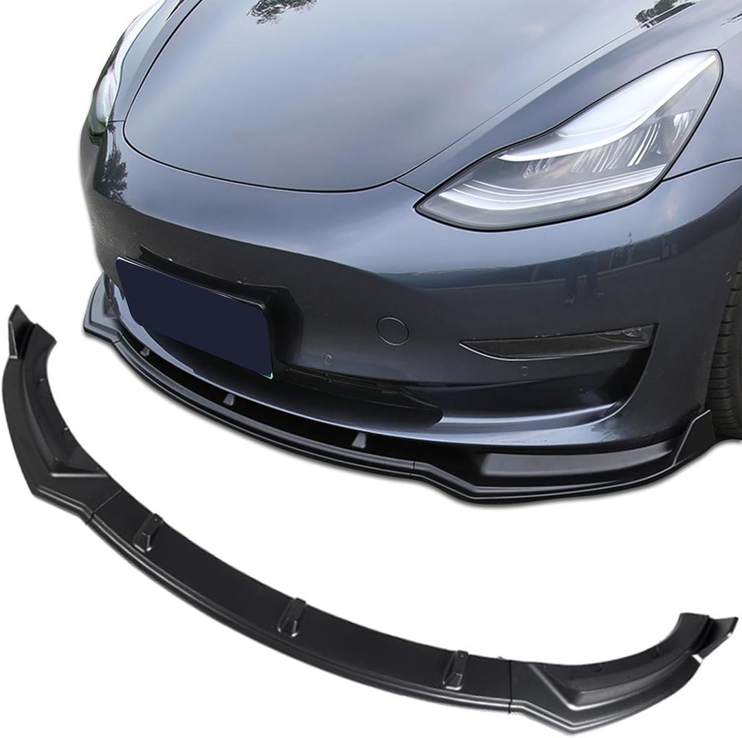 Fit Tesla Model 3 Front Bumper Lip Kit Front Spoiler Wing Matte Black Splitter Trim Model 3 Accessories 2024-2025