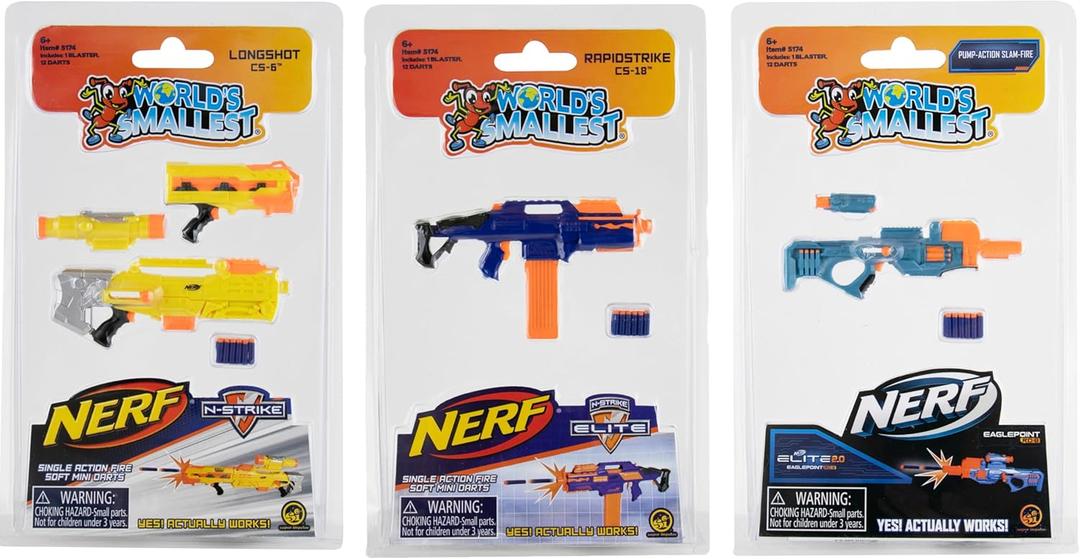 Worlds Smallest Nerf Elite 2.0 Blasters (Set of 3)