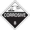 Class 8 Corrosive Placard, Worded, 10.75" x 10.75" Removable Self Adhesive Economy Vinyl for Short-Term Applications, DOT Hazmat Compliant, 25 Pack, J. J. Keller & Associates, Inc.