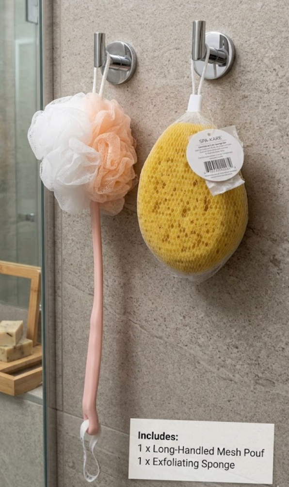 Jacent Deep Cleaning Sea Foam Bath and Body Sponge, 2 -Pack