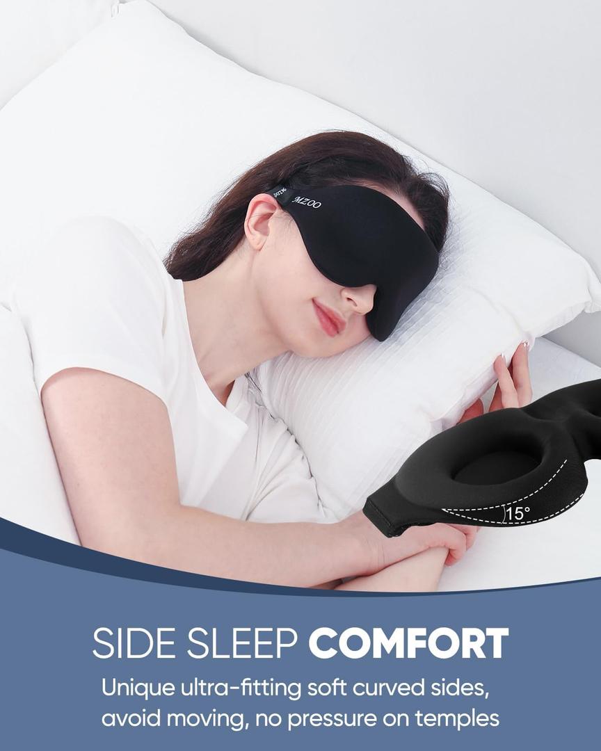 MZOO Sleep Eye Mask for Side Sleeper Men Women, Zero Eye Pressure 3D Sleeping Mask, Light Blocking Patented Design Night Blindfold, Soft Eye Shade Cover for Travel, Pink
